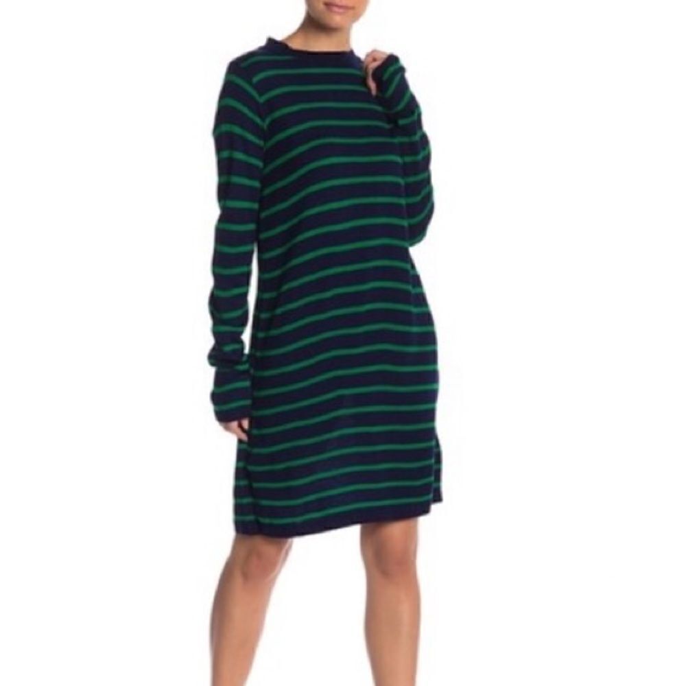 Cotton Emporium Striped Sweater Dress Navy/Green XL